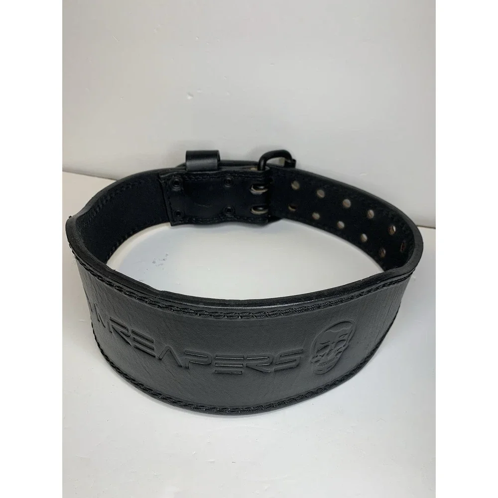Gymreapers 7mm Leather‎ Weightlifting Belt Black Dual Prong Buckle Small w/Case